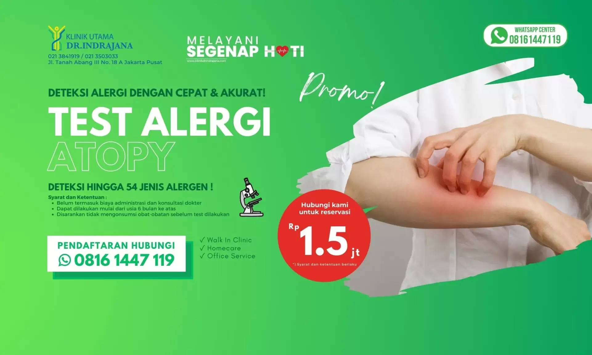 banner promo test alergi atopy di Klinik Utama Dr. Indrajana, Jakarta Pusat